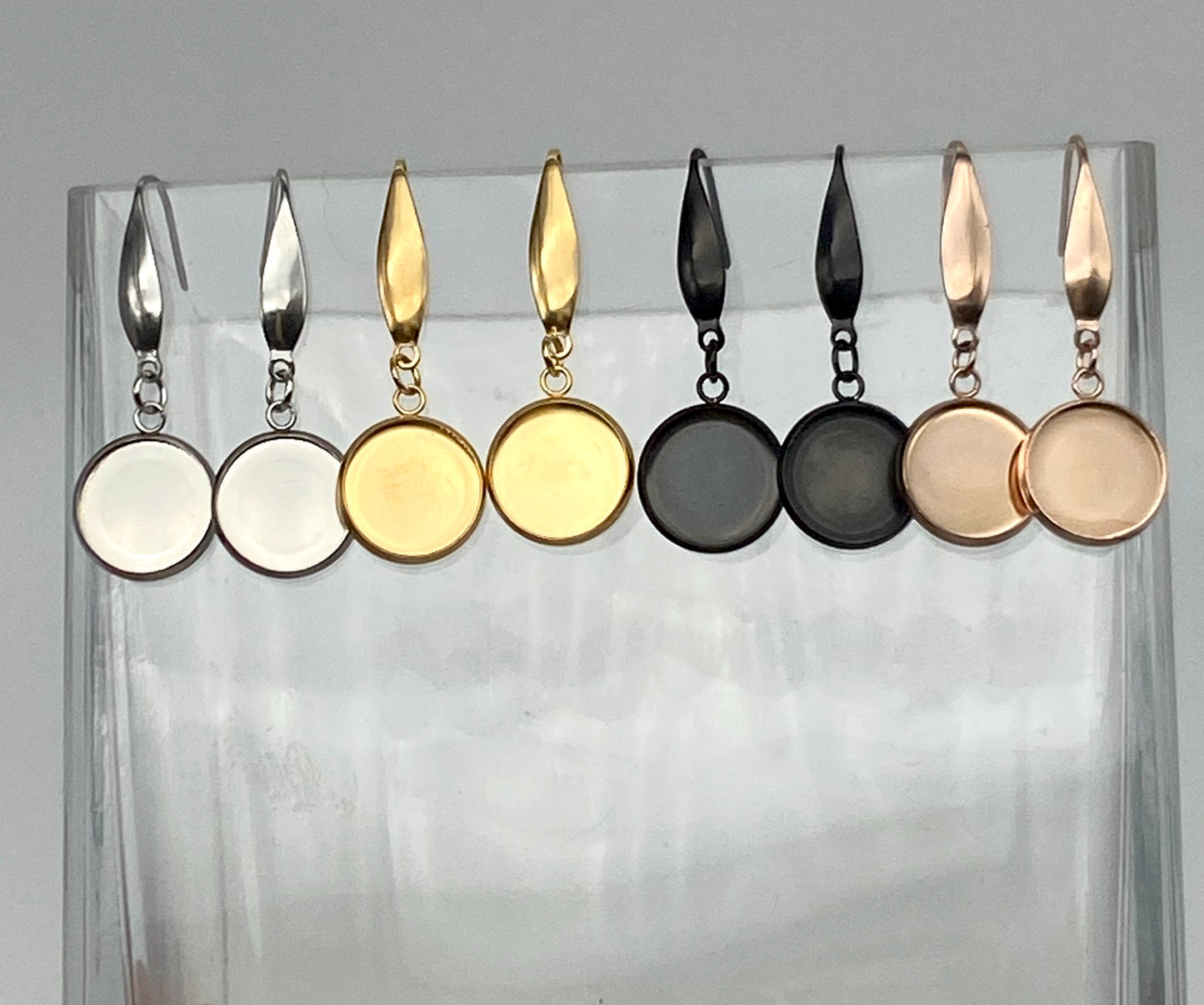 Flat Hook Dangle-12mm Cabochon Base (Pair)