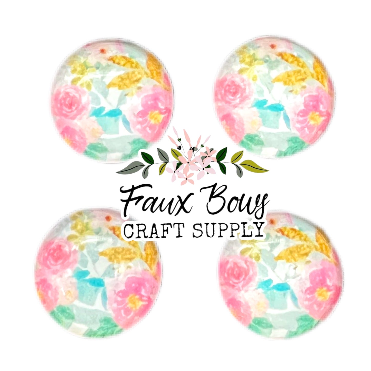 Passion Pink Floral (Custom)-12mm Glass Cabochon