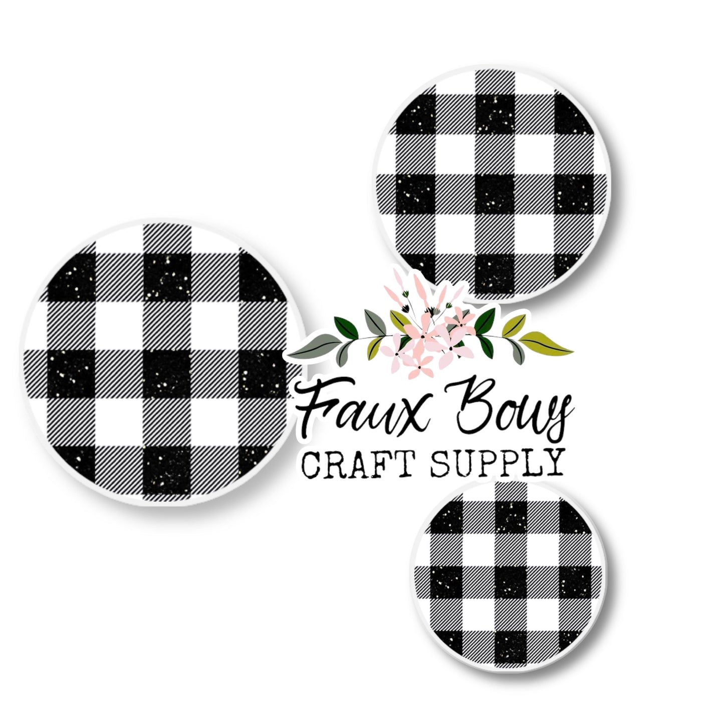 Black and White Plaid (Custom)-8/10/12mm Glass Cabochon