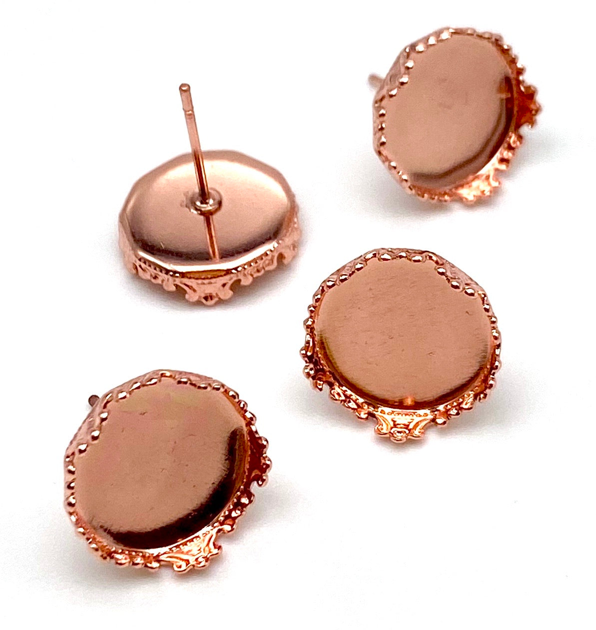 Crown Stud-12mm Stainless Steel Earring Base (Pair)