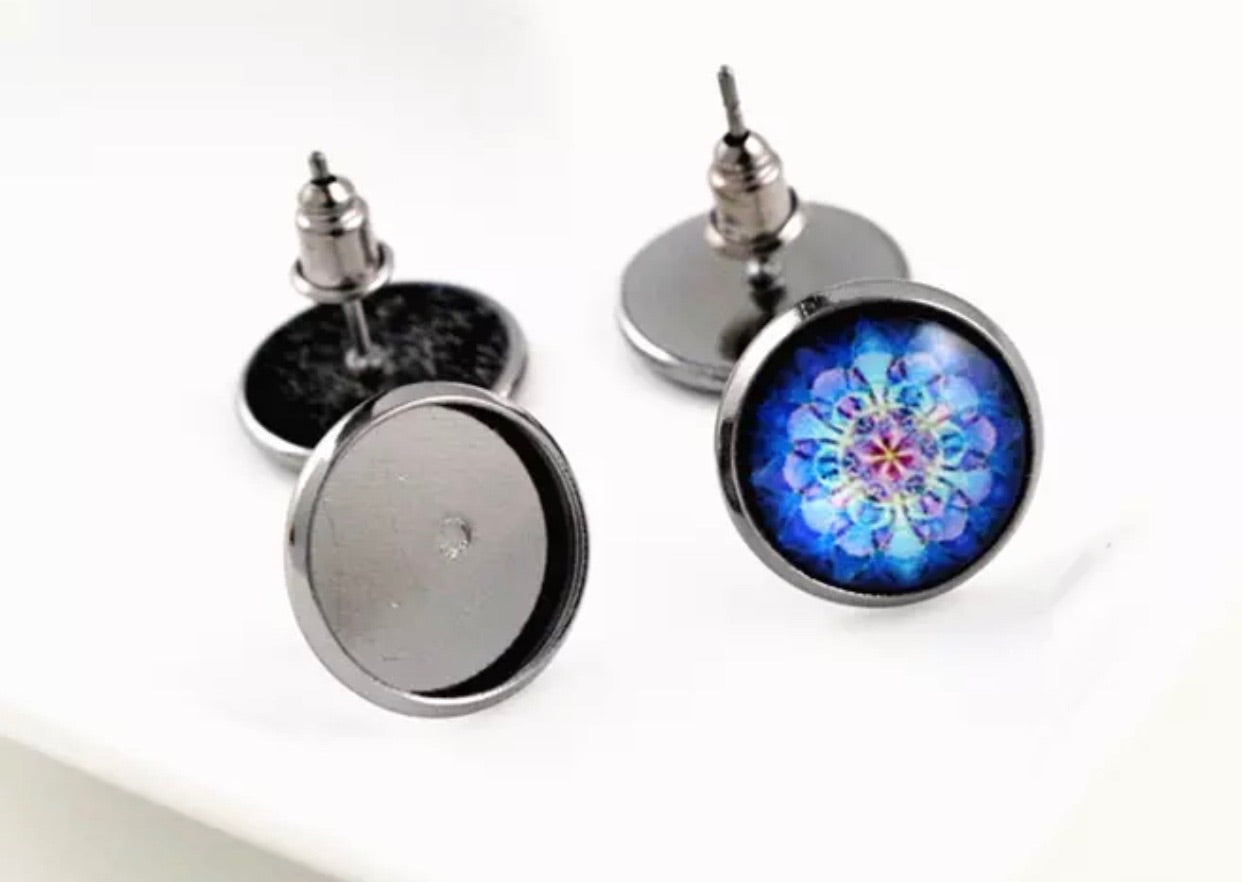 Stud Earring Base-12mm Cabochon
