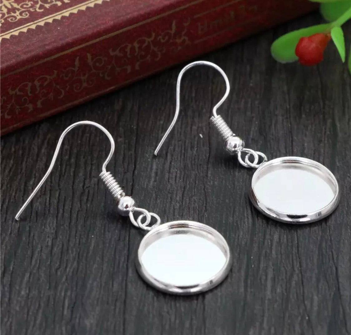 12mm Cabochon Base Dangle Earring Hooks