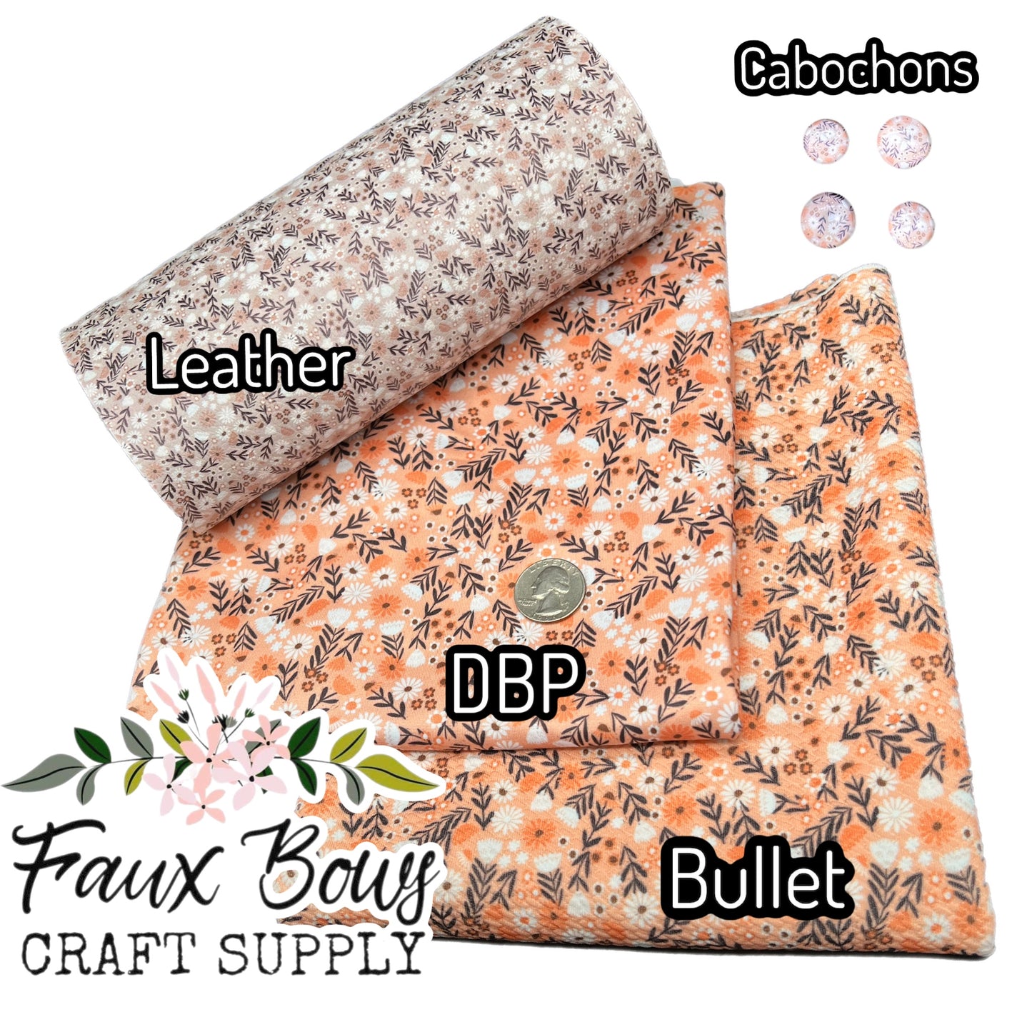 Boho Floral Printed Fabric- Ribbed Knit/Bullet/DBP/Leather