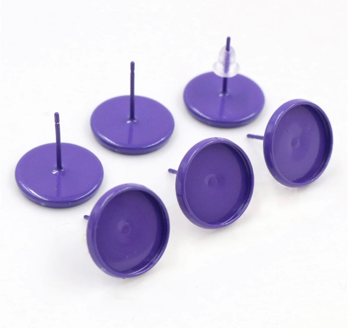 Colored Stud Earring Base-10mm Cabochon