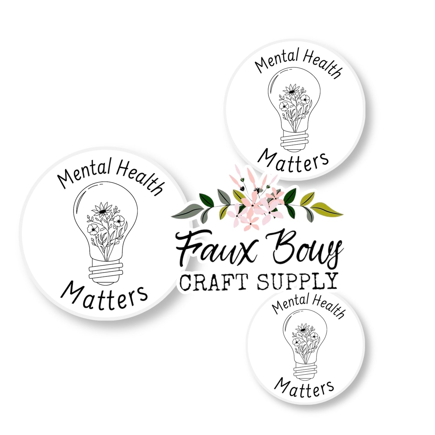 Mental Health Floral Light (Custom)-10/12mm Glass Cabochon