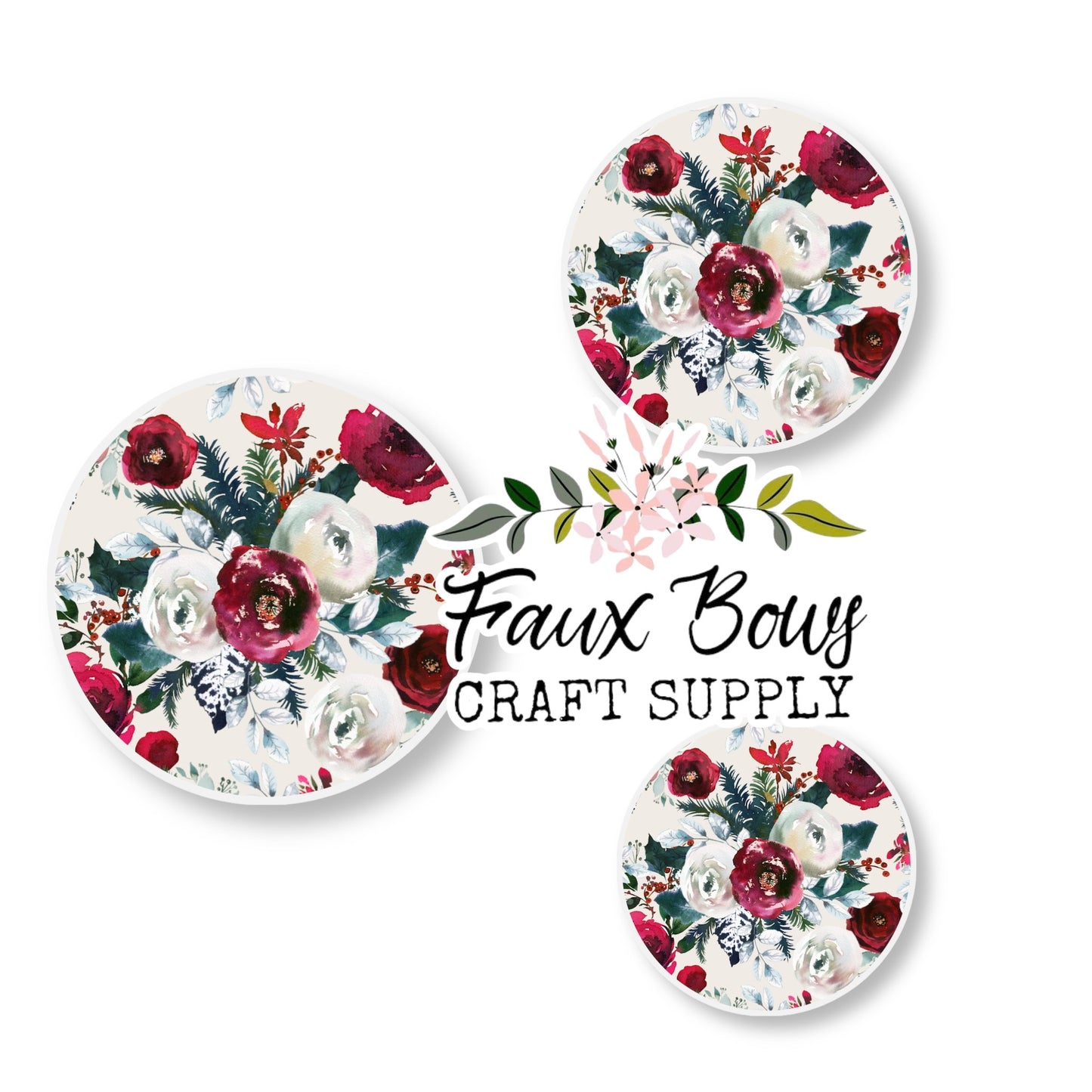 Christmas Floral (Custom)-8/10/12mm Glass Cabochon