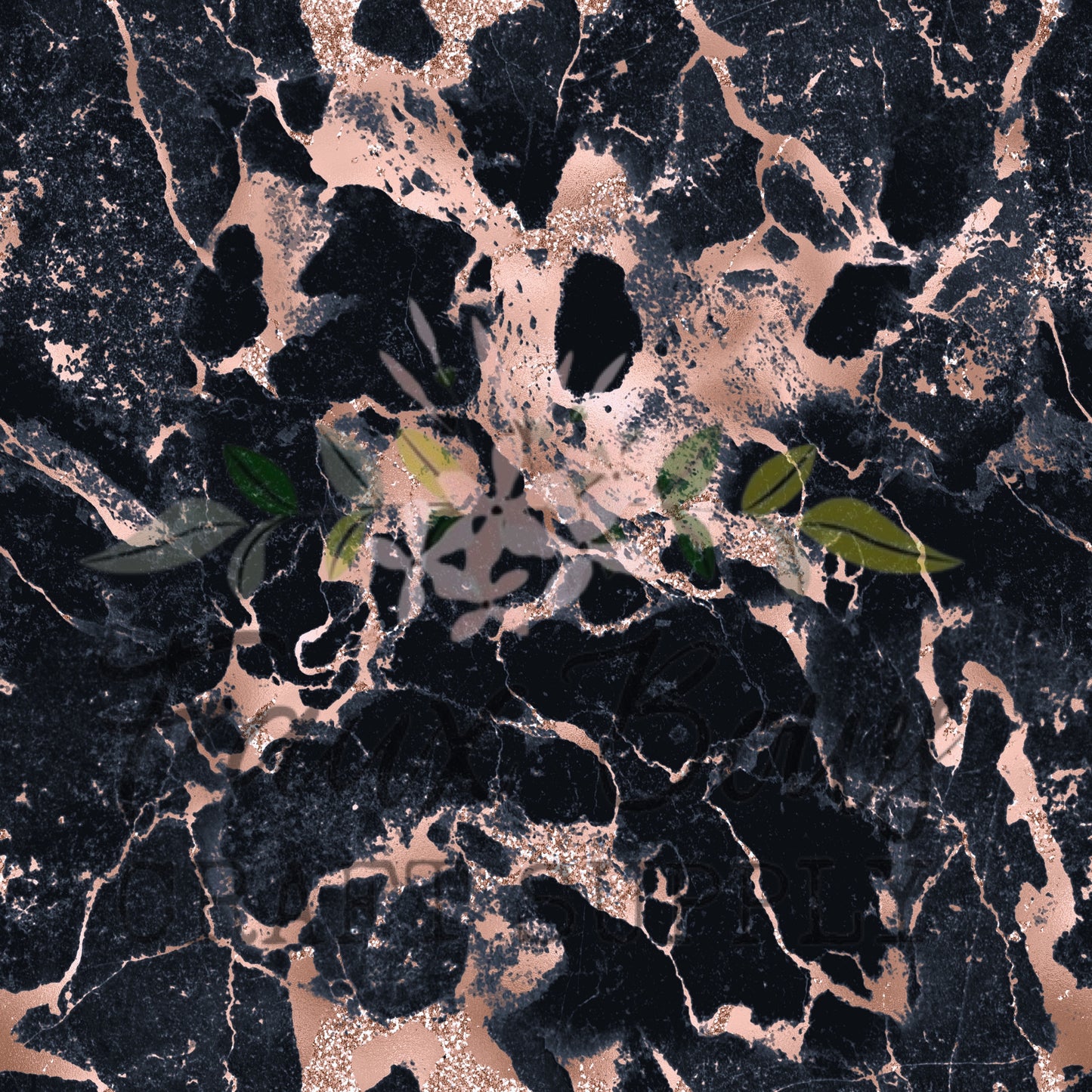 💜Black Rose Gold Marble PRINTED Fabric Bullet/DBP/Leather