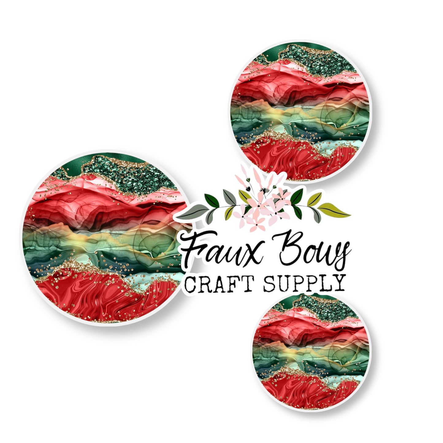 Christmas Geode Agate (Custom)-8/10/12mm Glass Cabochon