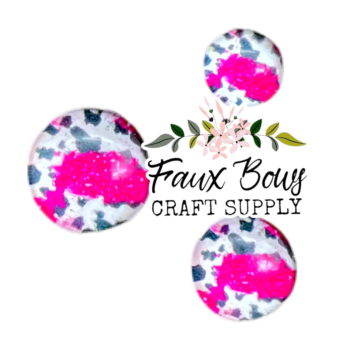 Cow Pink Glitter (Custom)-8/10/12mm Glass Cabochon