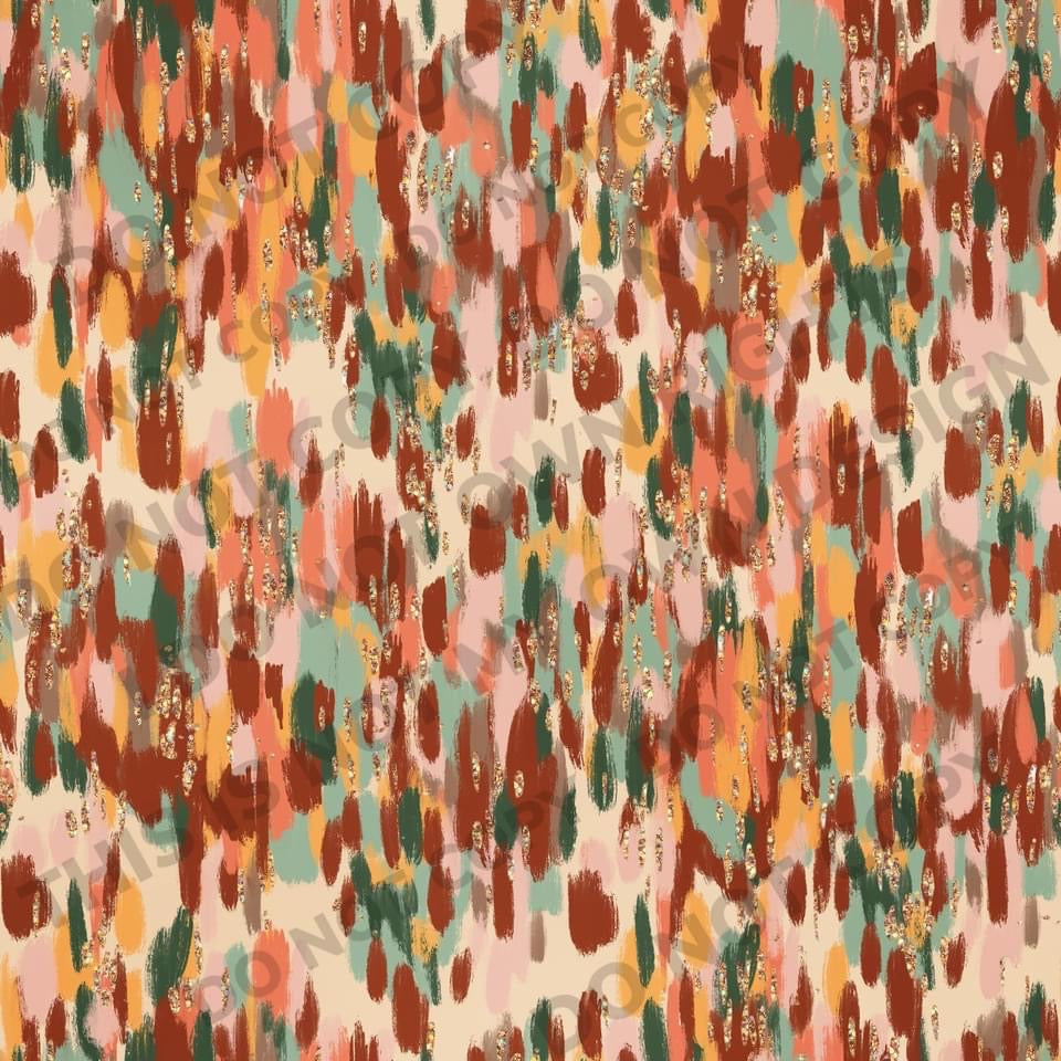Abstract Fall Spots Printed Fabric Ribbed Knit/Bullet/DBP/Scuba/Leather