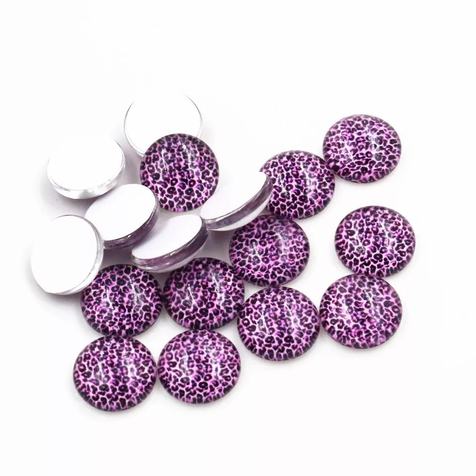 Purple Leopard-12mm Glass Cabochon