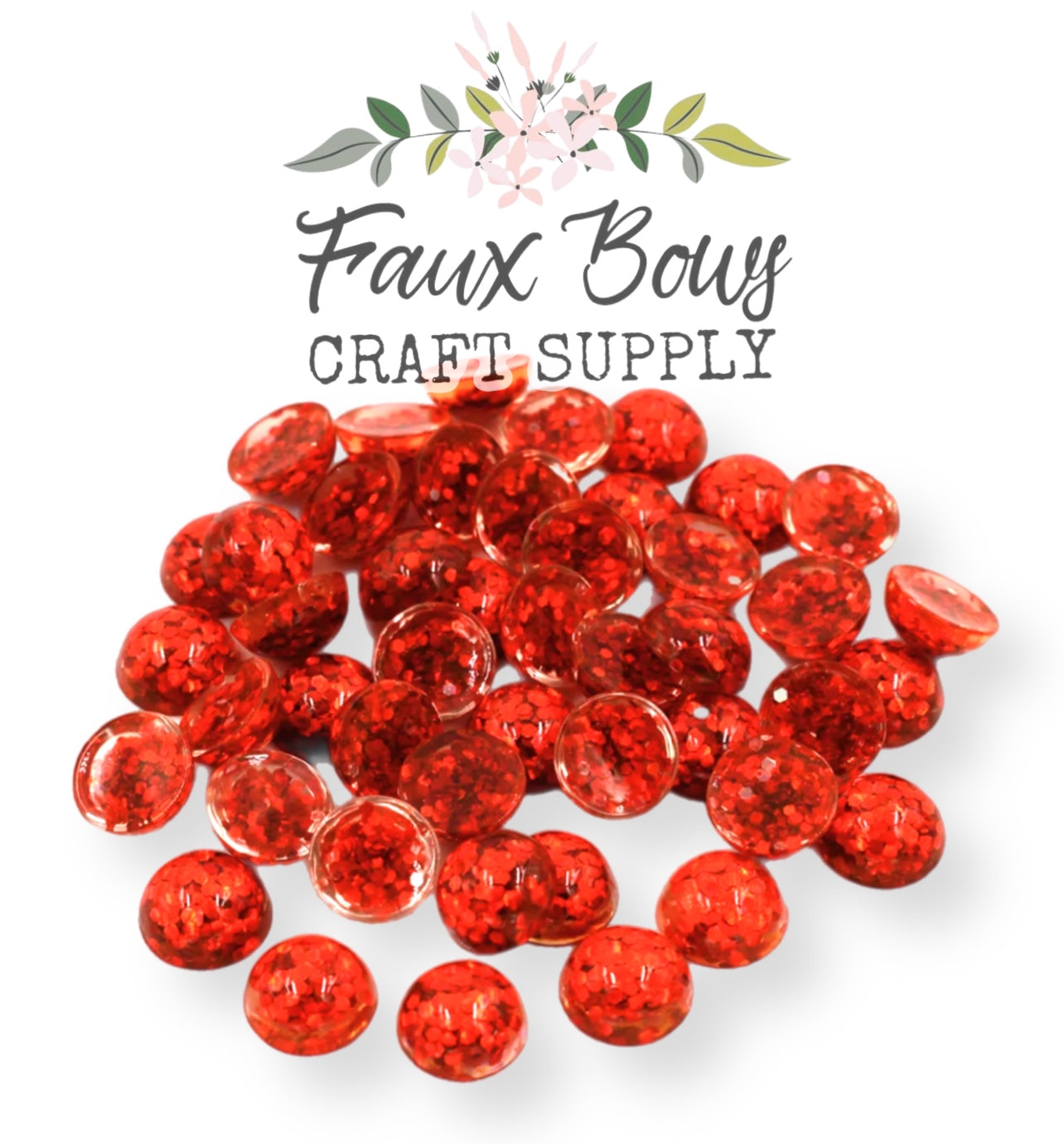 Red Glitter-12mm Cabochon