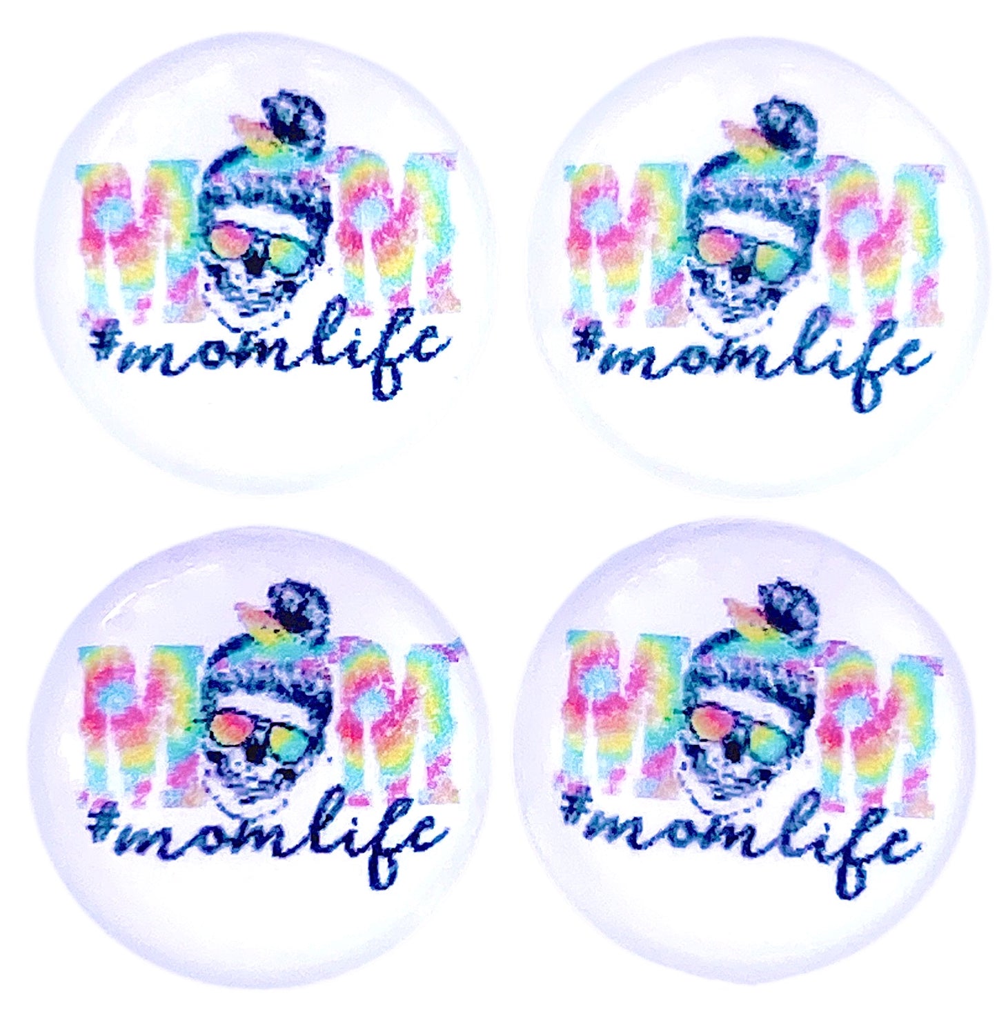 Tie Dye Mom Life-12mm Glass Cabochon