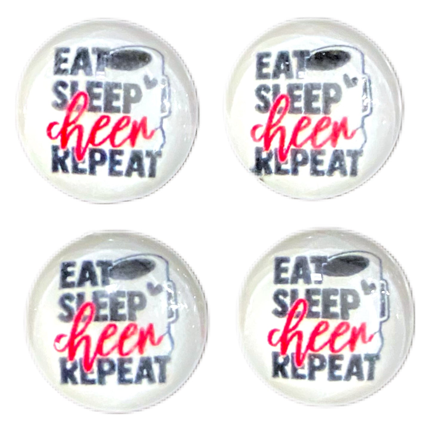 Eat Sleep Cheer Repeat (Custom)-12mm Glass Cabochon