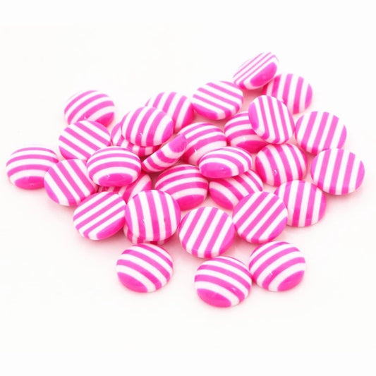 Pink and White Stripes-12mm Cabochon