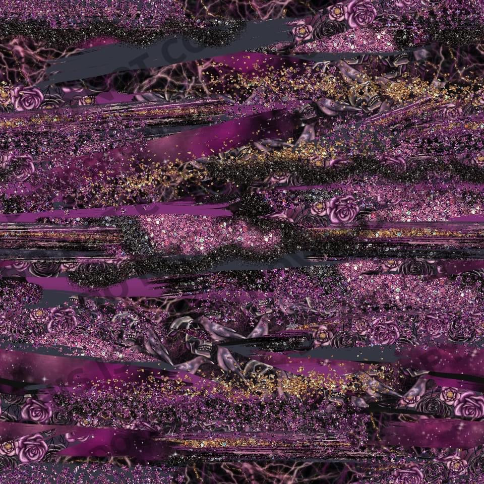 Purple Spooky Brushstrokes Printed Fabric Ribbed Knit/Bullet/DBP/Scuba/Leather