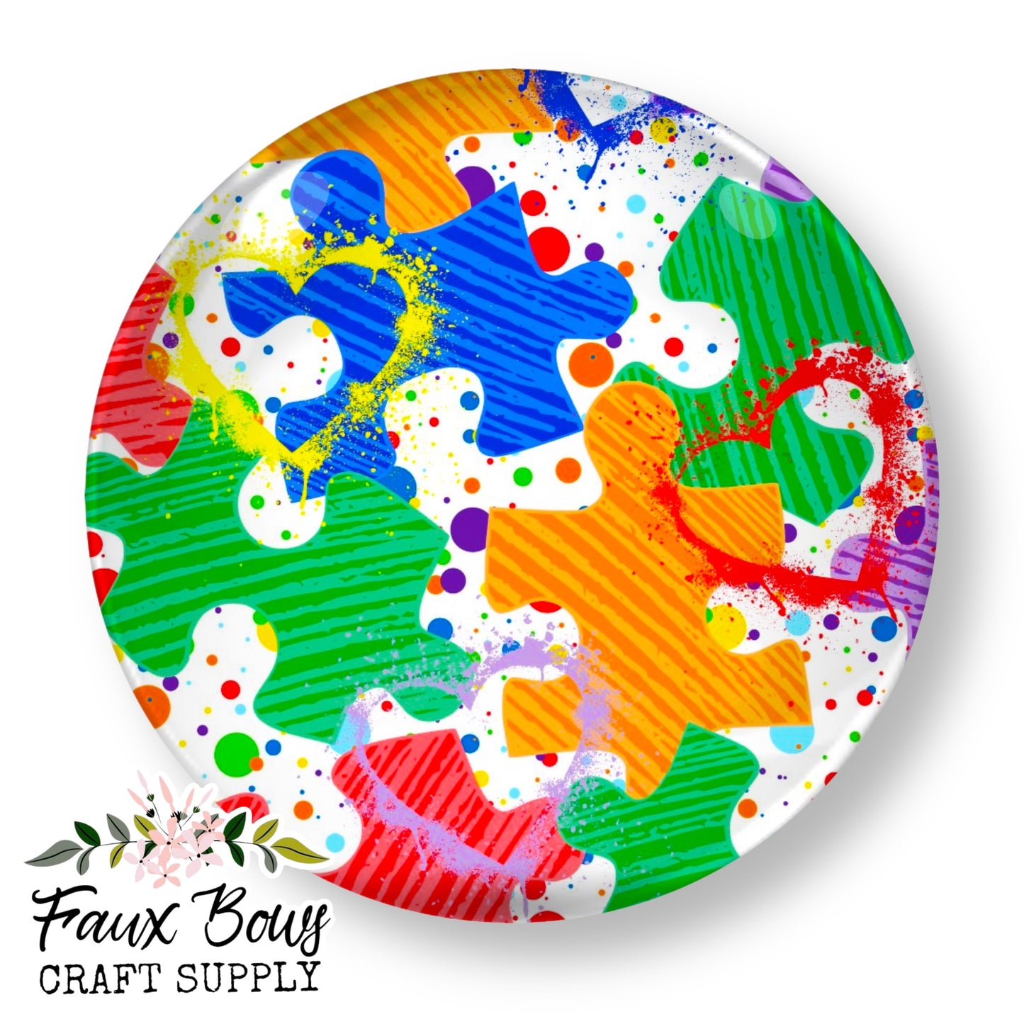 Autism Puzzle -12mm Glass Cabochon