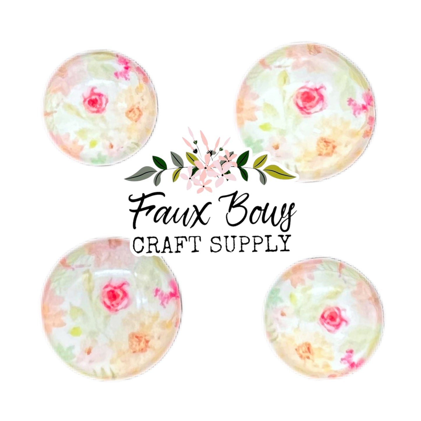 Muted Blush Floral (Custom)-8/10/12mm Glass Cabochon