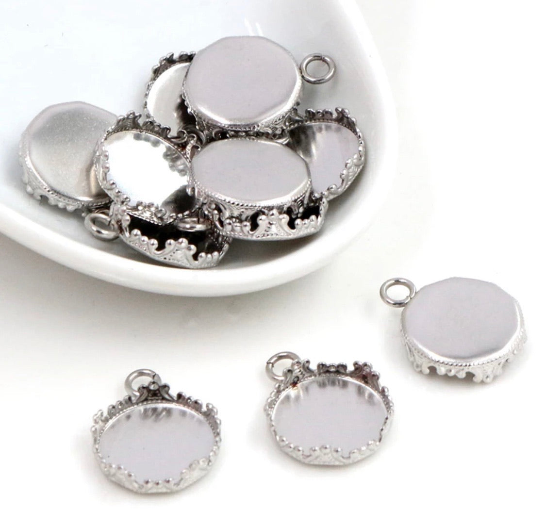 Crown Pendant Bezel-12mm Cabochon Base