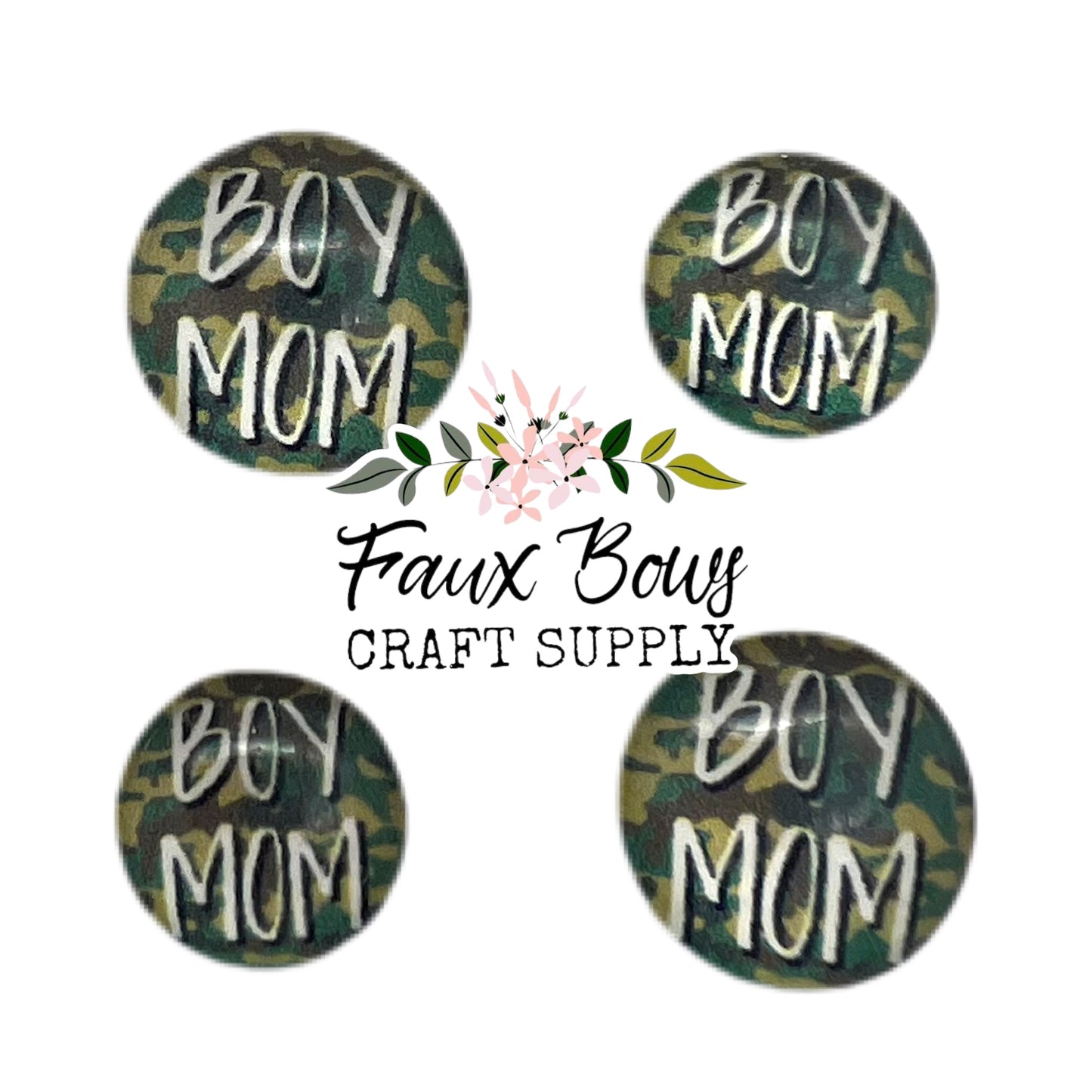 Boy Mom Camo -(CUSTOM) 10/12mm Glass Cabochon