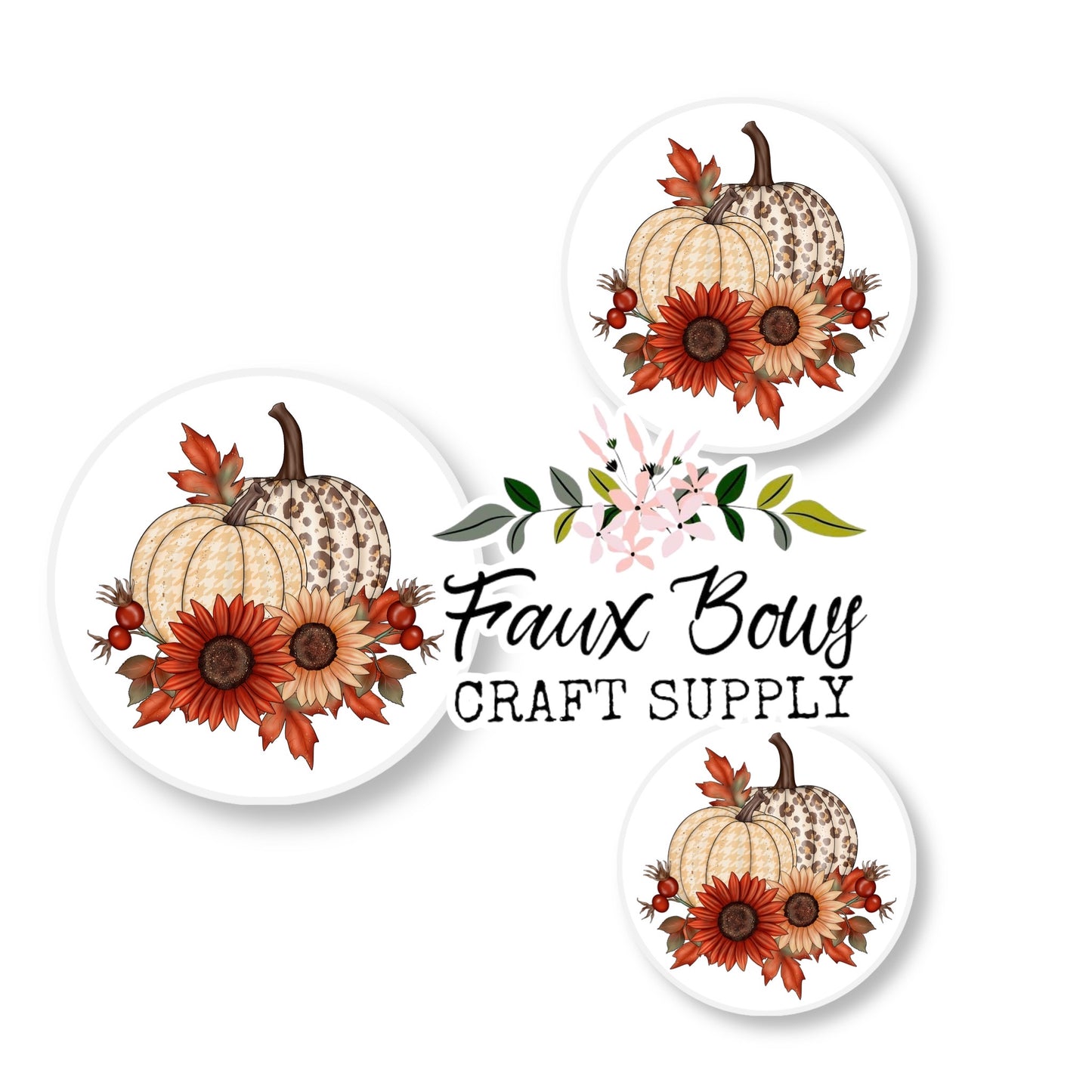 Elegant Sunflower Pumpkins (Custom)-8/10/12mm Glass Cabochon
