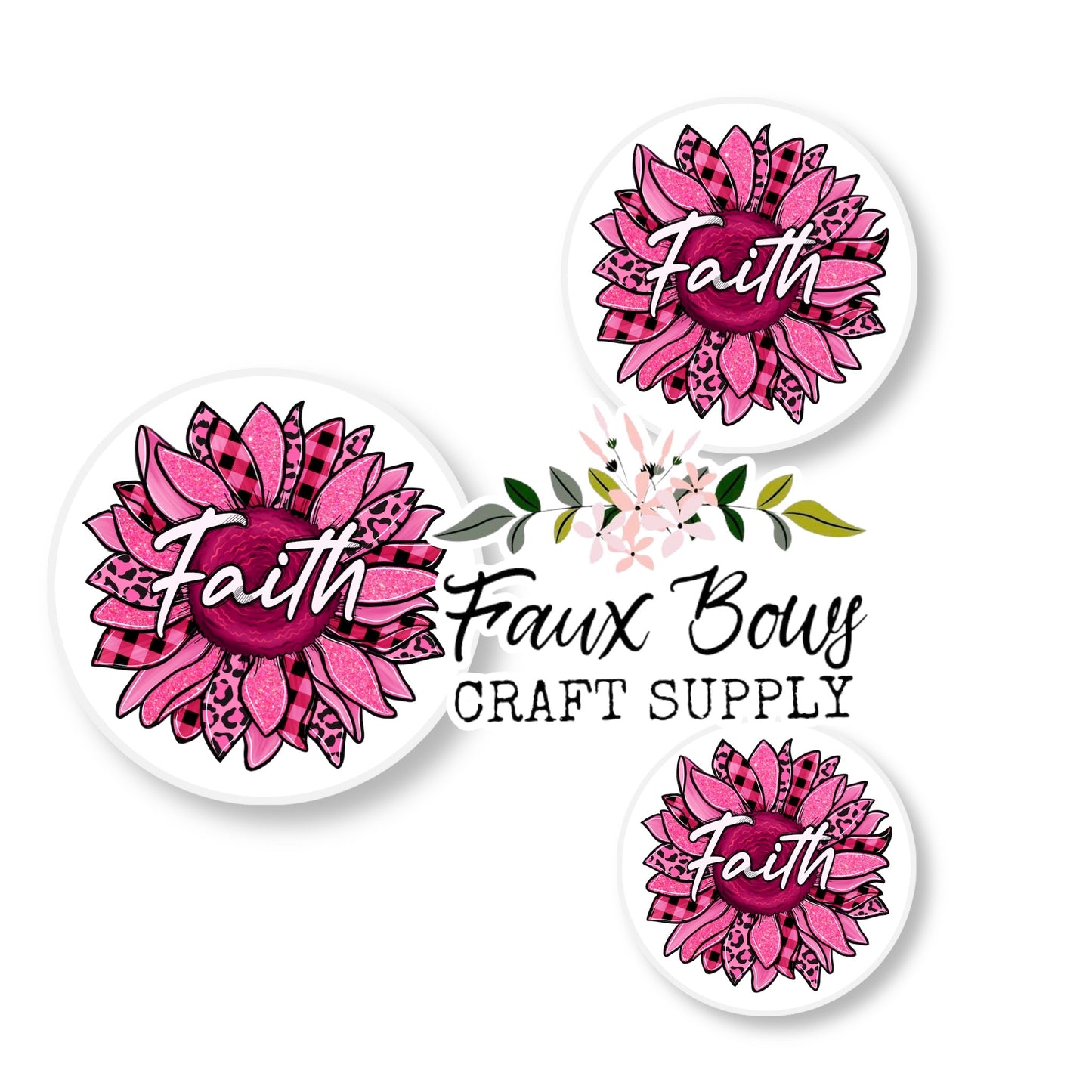 Breast Cancer Faith Pink Sunflower (Custom)-10/12mm Glass Cabochon