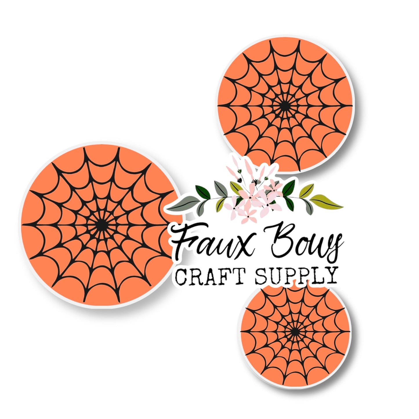 Orange Spider Web (Custom)-8/10/12mm Glass Cabochon