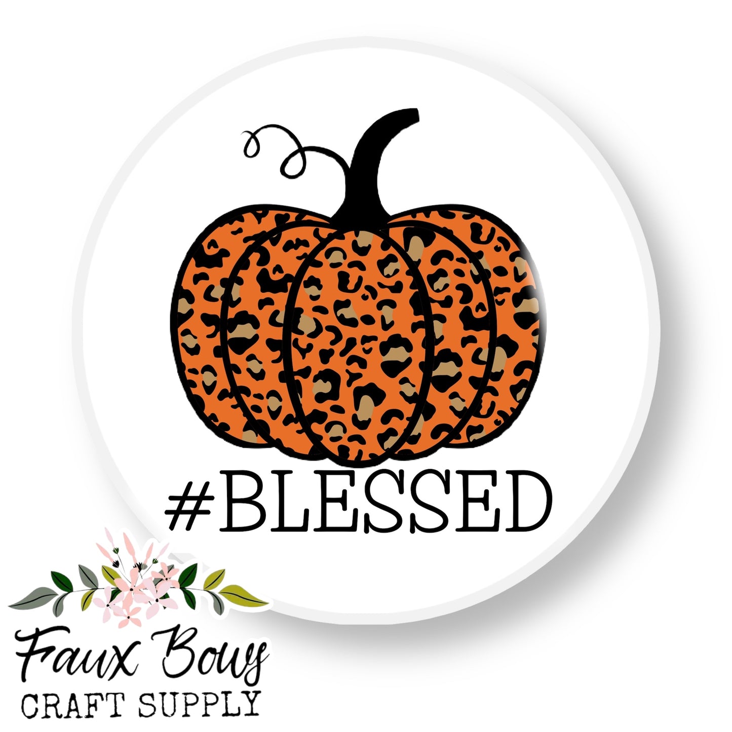 Orange Cheetah Blessed Pumpkin (Custom)-12mm Glass Cabochon