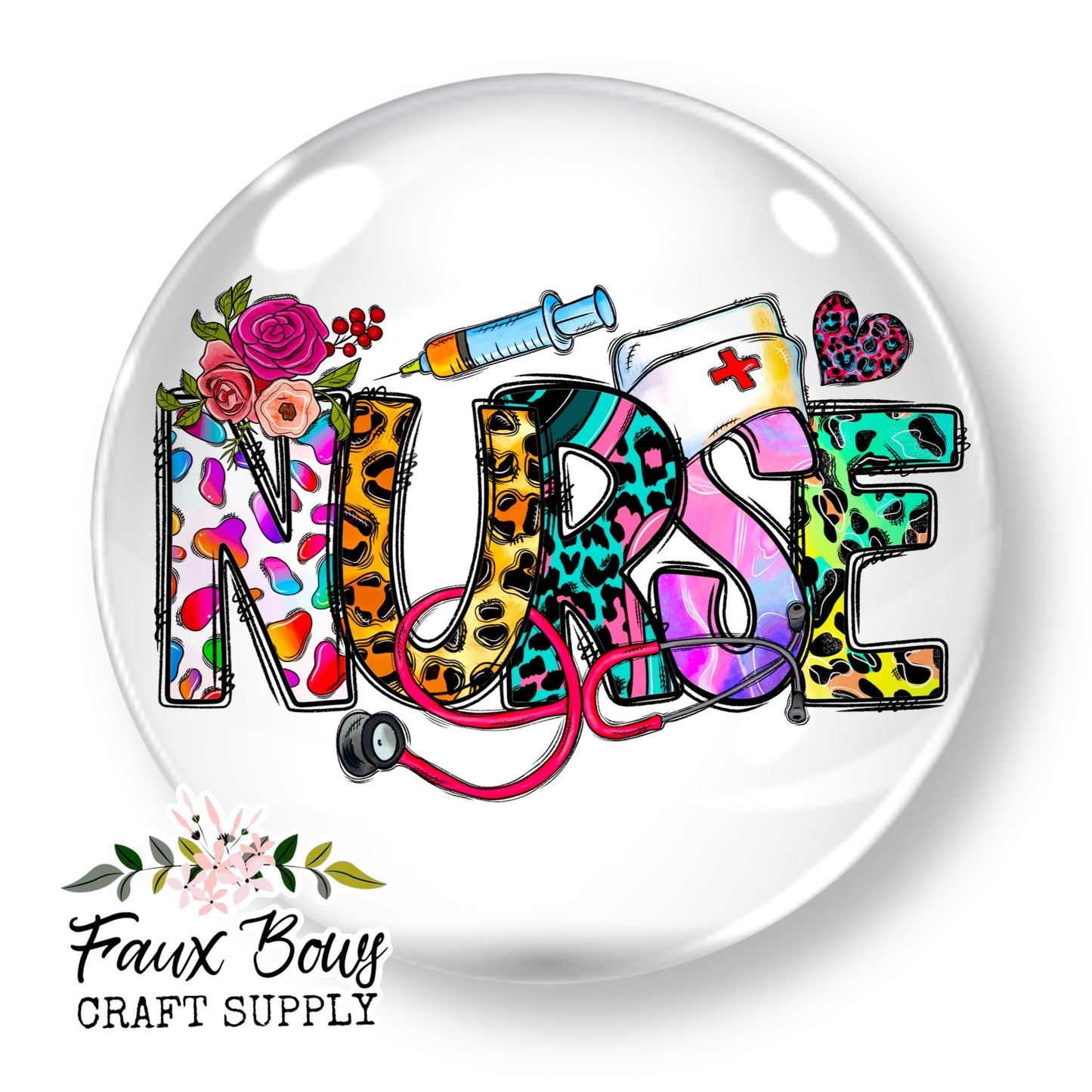 Colorful NURSE -12mm Glass Cabochon