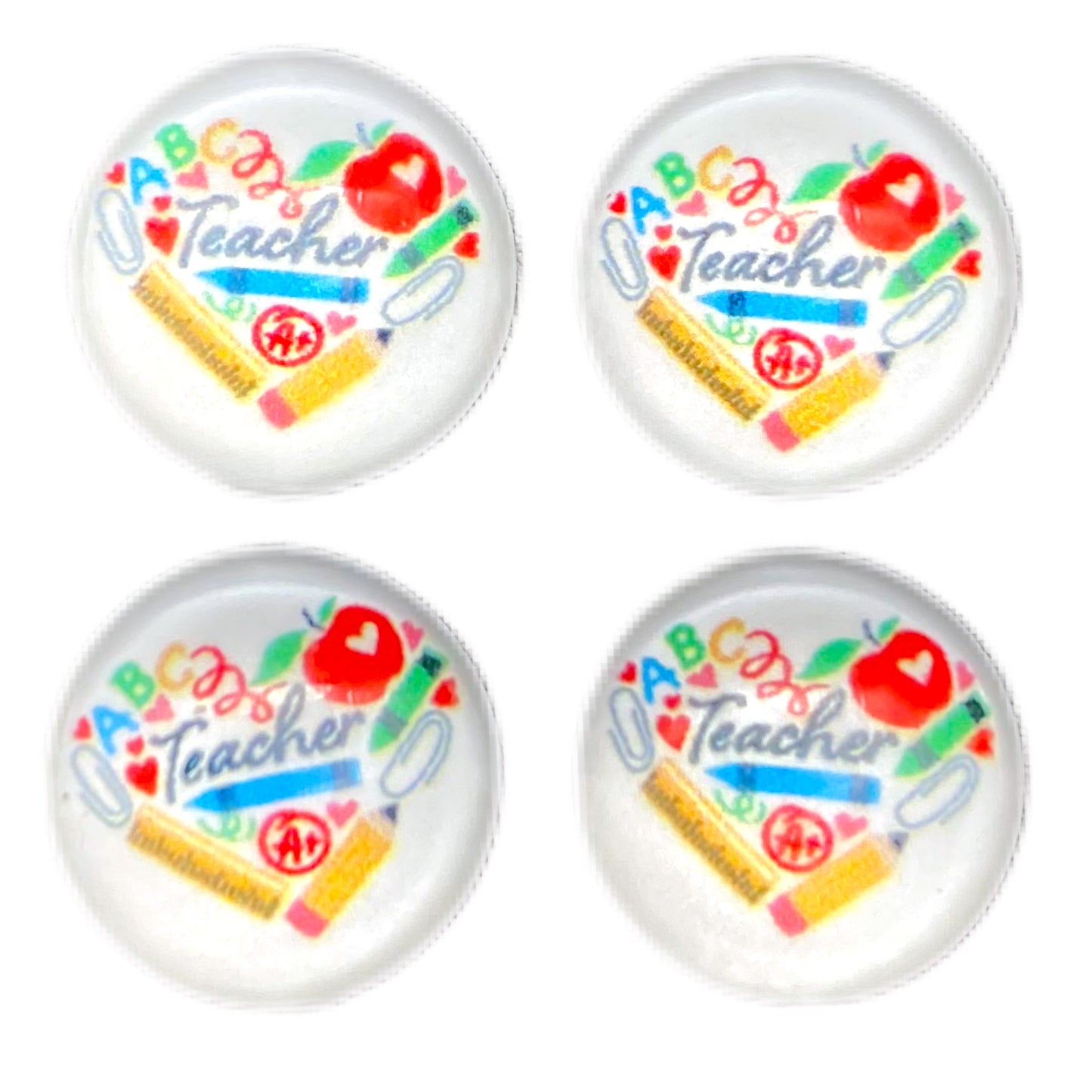 Teacher Supplies Heart (Custom)-12mm Glass Cabochon