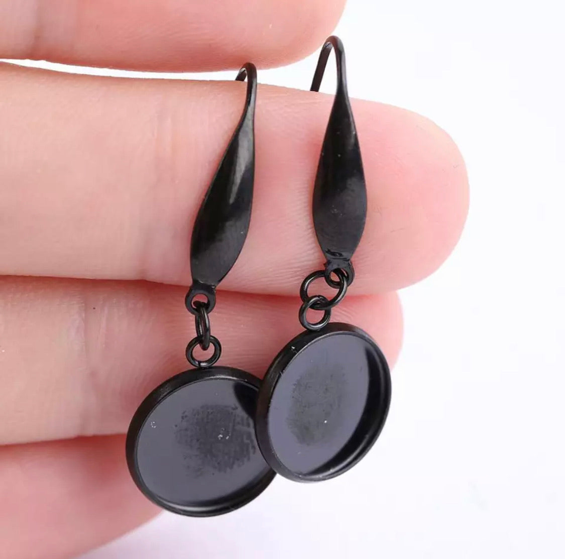 Flat Hook Dangle-12mm Cabochon Base (Pair)