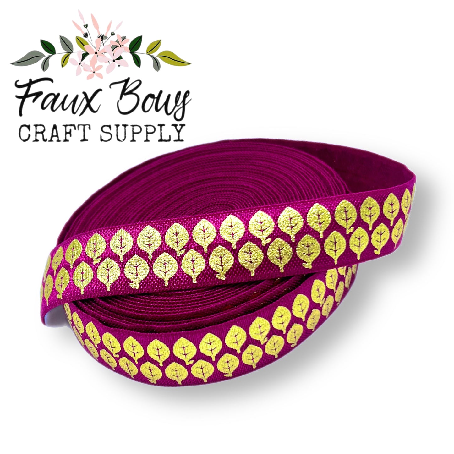 Wine Gold Leaf PRINTED FOE (5 Yards)