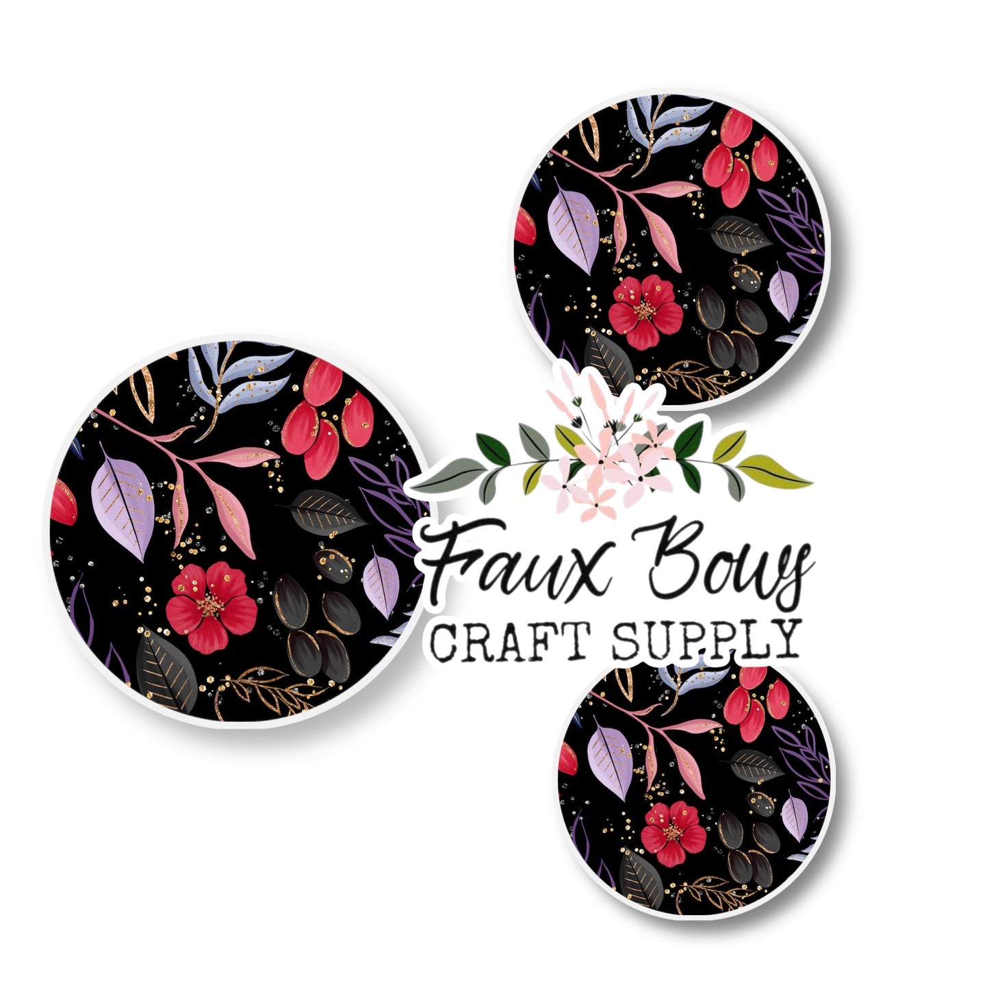 Midnight Floral (Custom)-8/10/12mm Glass Cabochon