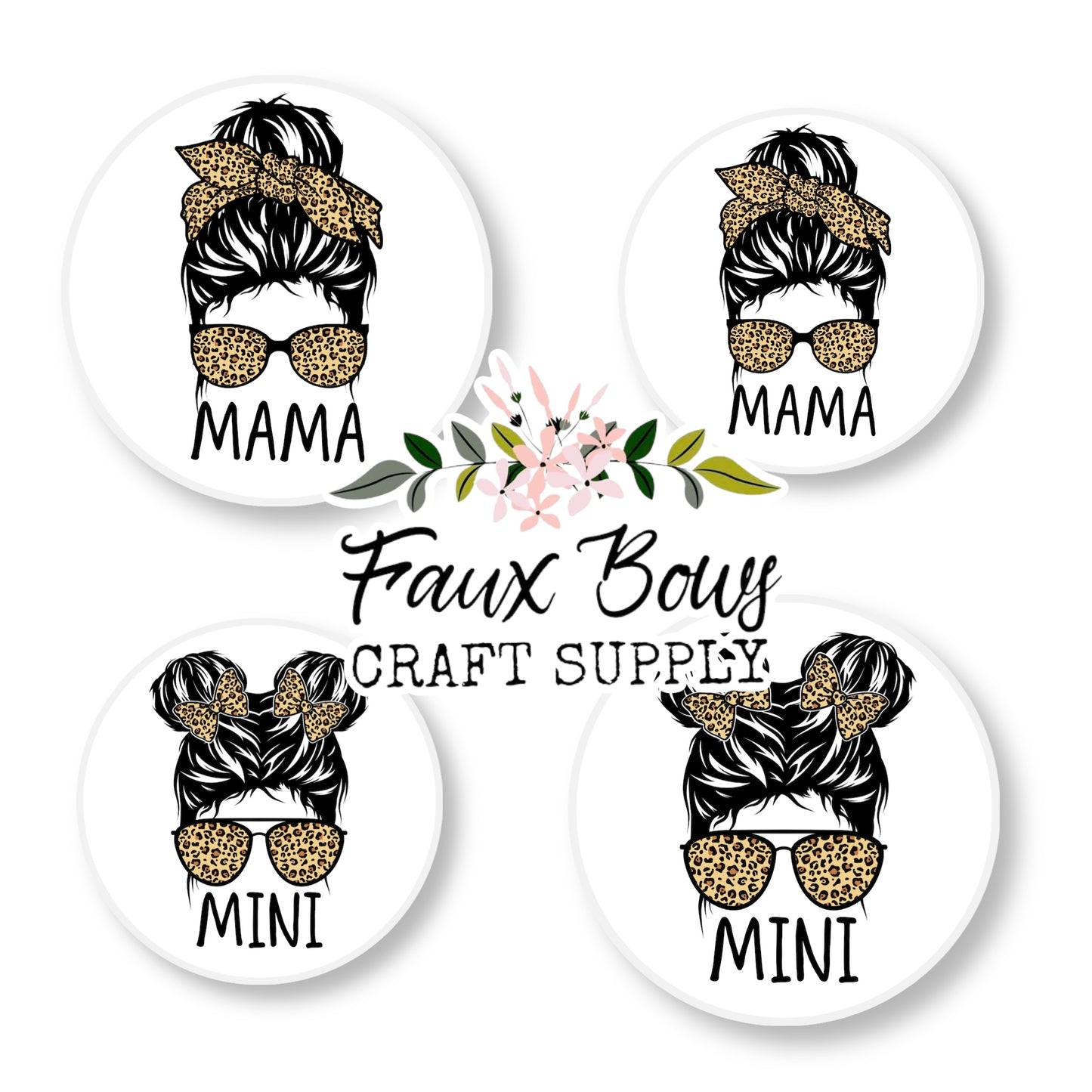 Leopard MAMA/MINI matching (Custom)-10/12mm Glass Cabochon