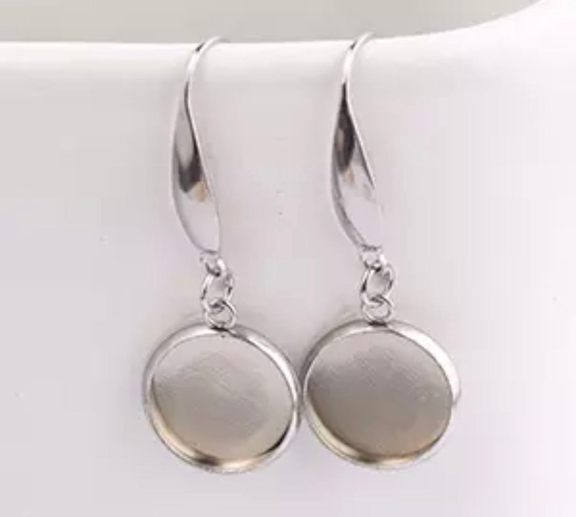 Flat Hook Dangle-12mm Cabochon Base (Pair)
