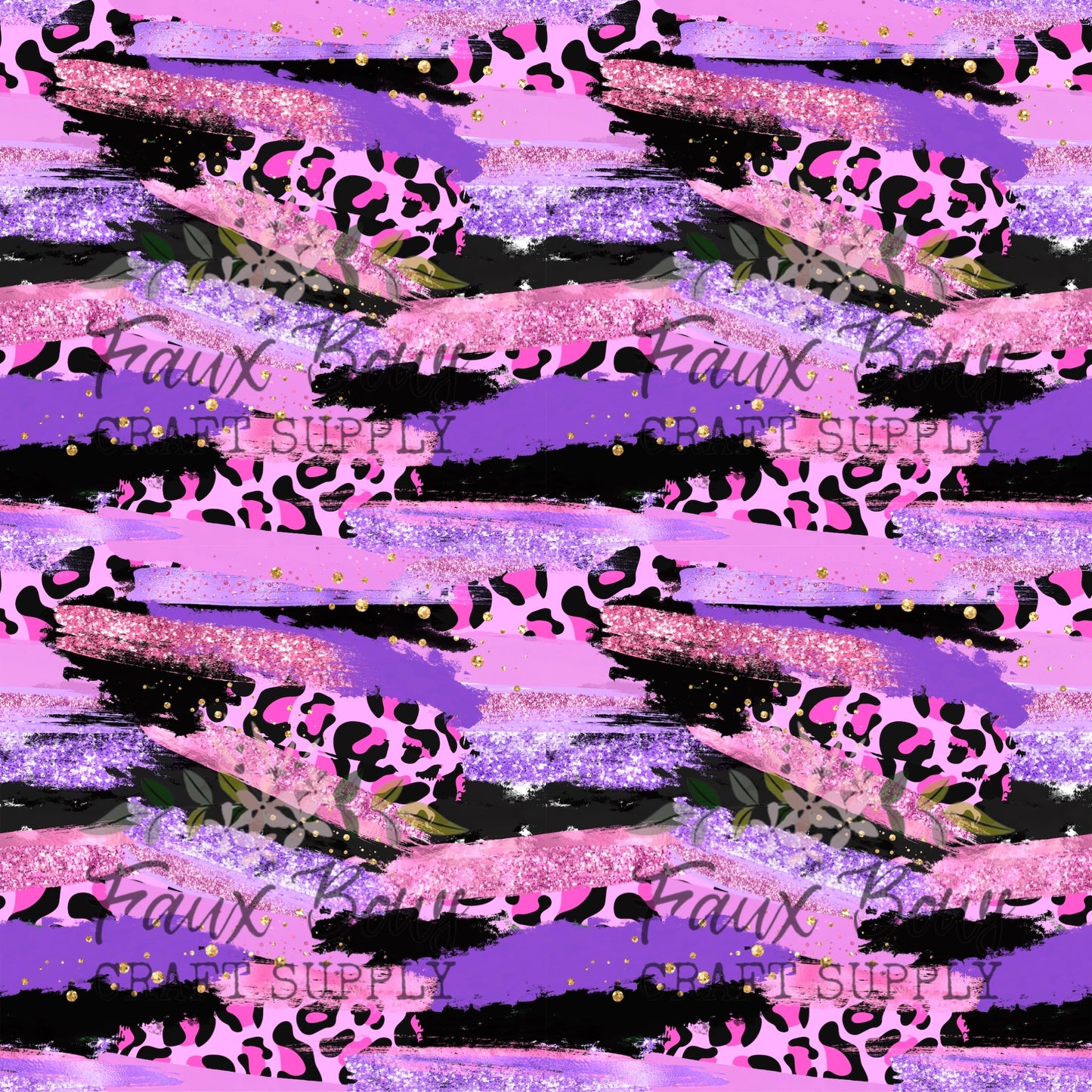 Wild Pink Leopard Brushstrokes PRINTED Fabric Bullet/DBP/Scuba/Leather