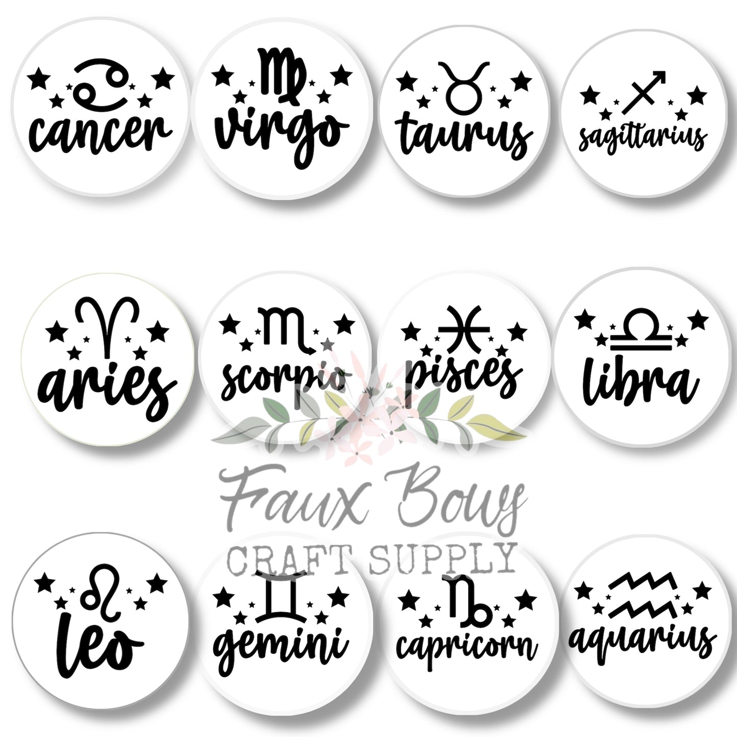 Astrology Signs (Custom)-12mm Glass Cabochon