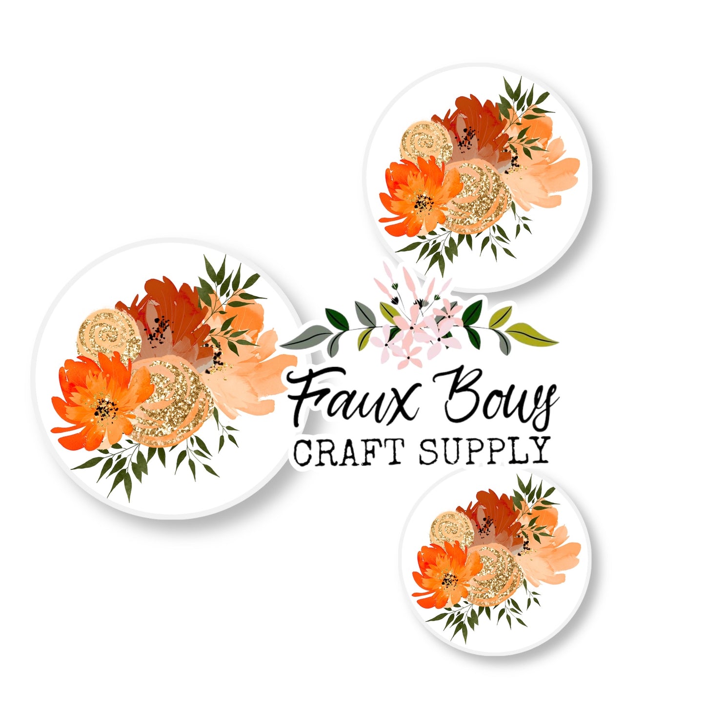 Watercolor Orange Floral (Custom)-8/10/12mm Glass Cabochon