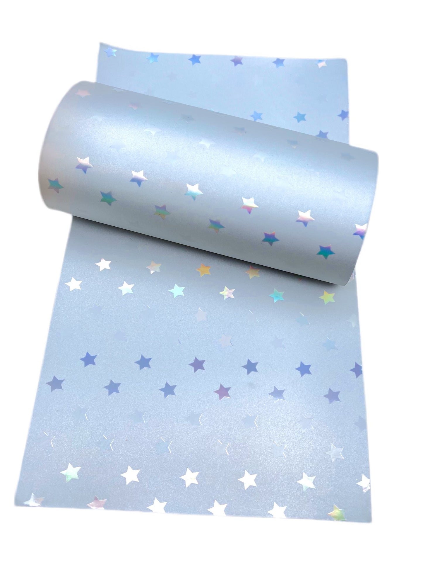 Holographic Stars Silver Faux Leather