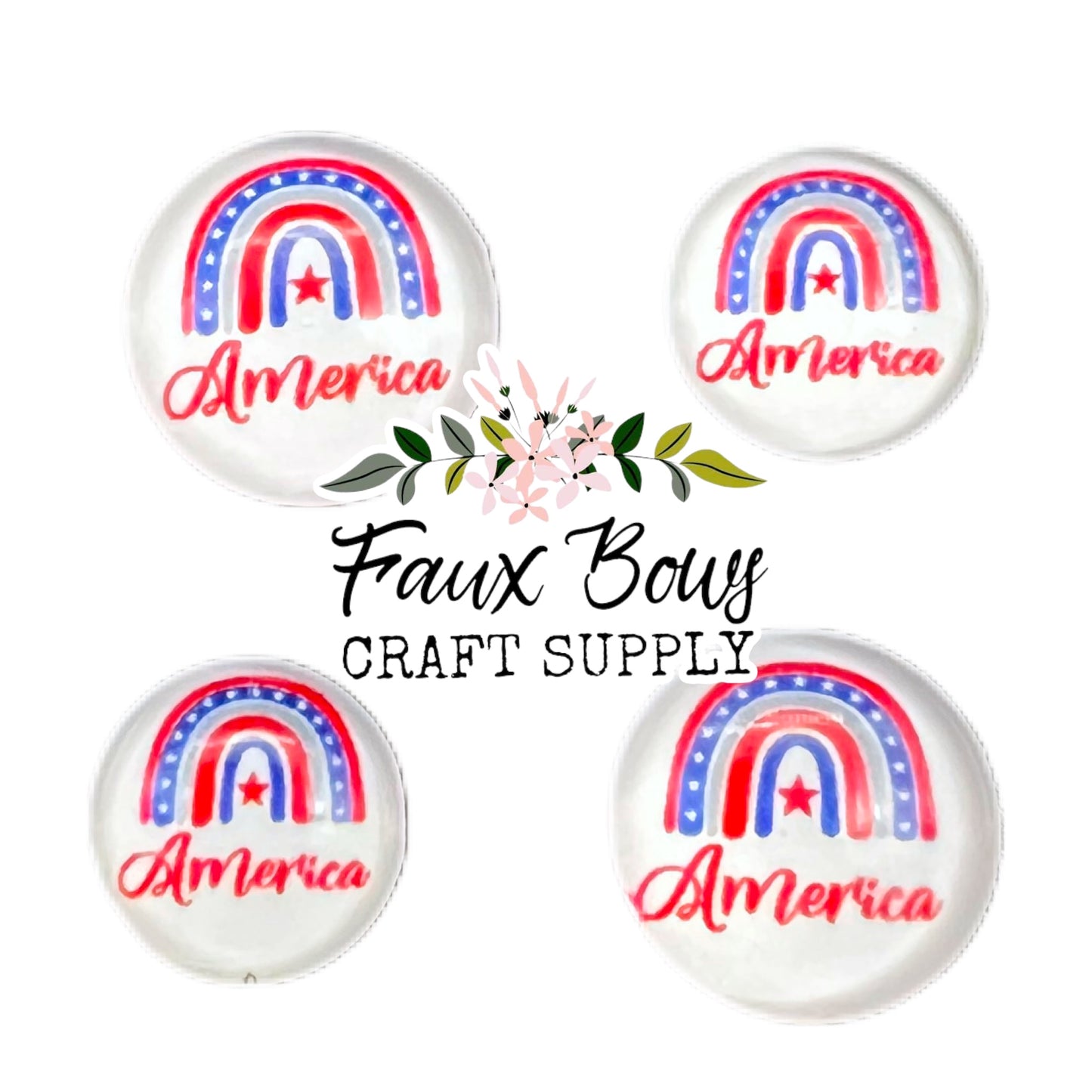 America Rainbow Star (Custom)-10/12mm Glass Cabochon