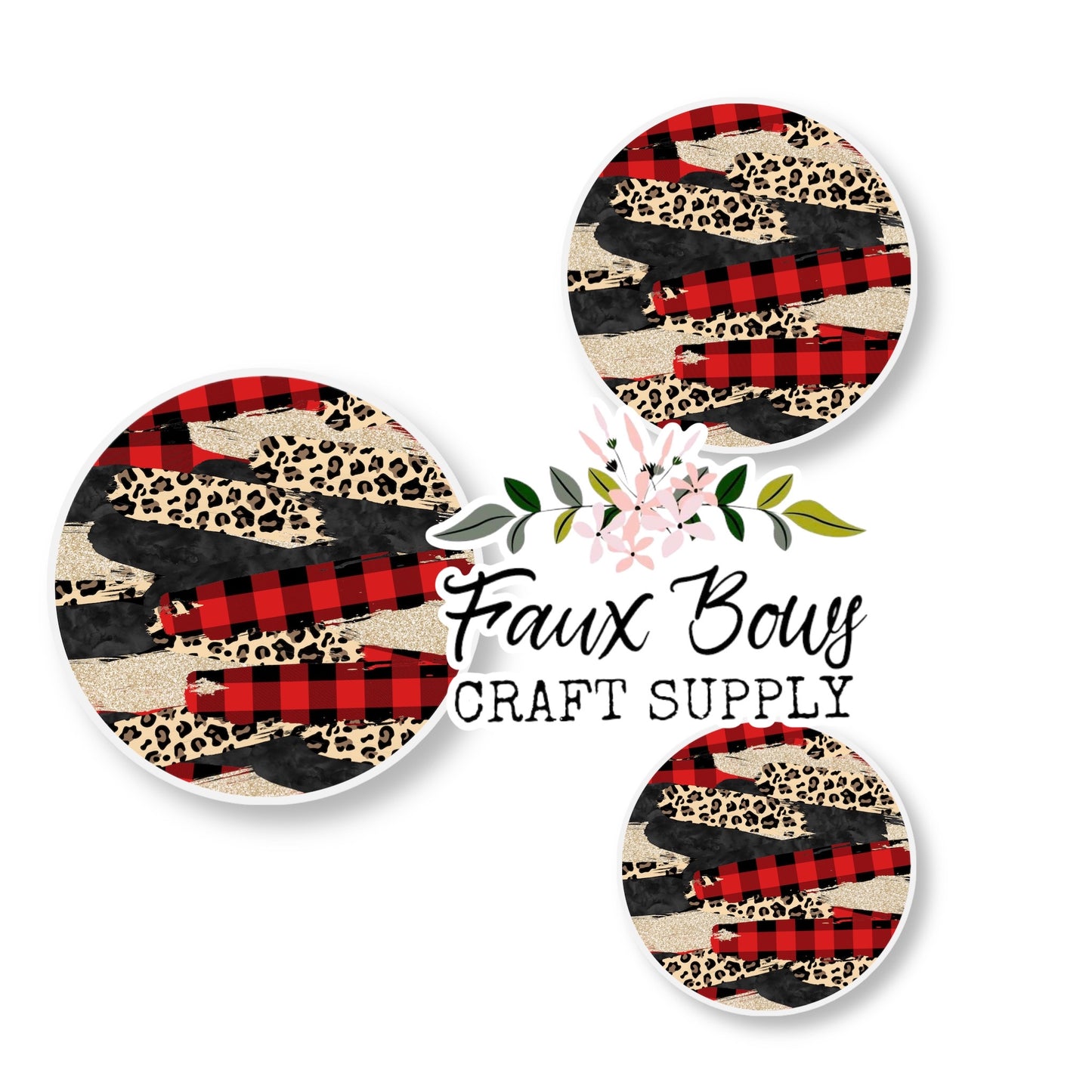 Buffalo Plaid Cheetah Brushstrokes (Custom)-8/10/12mm Glass Cabochon