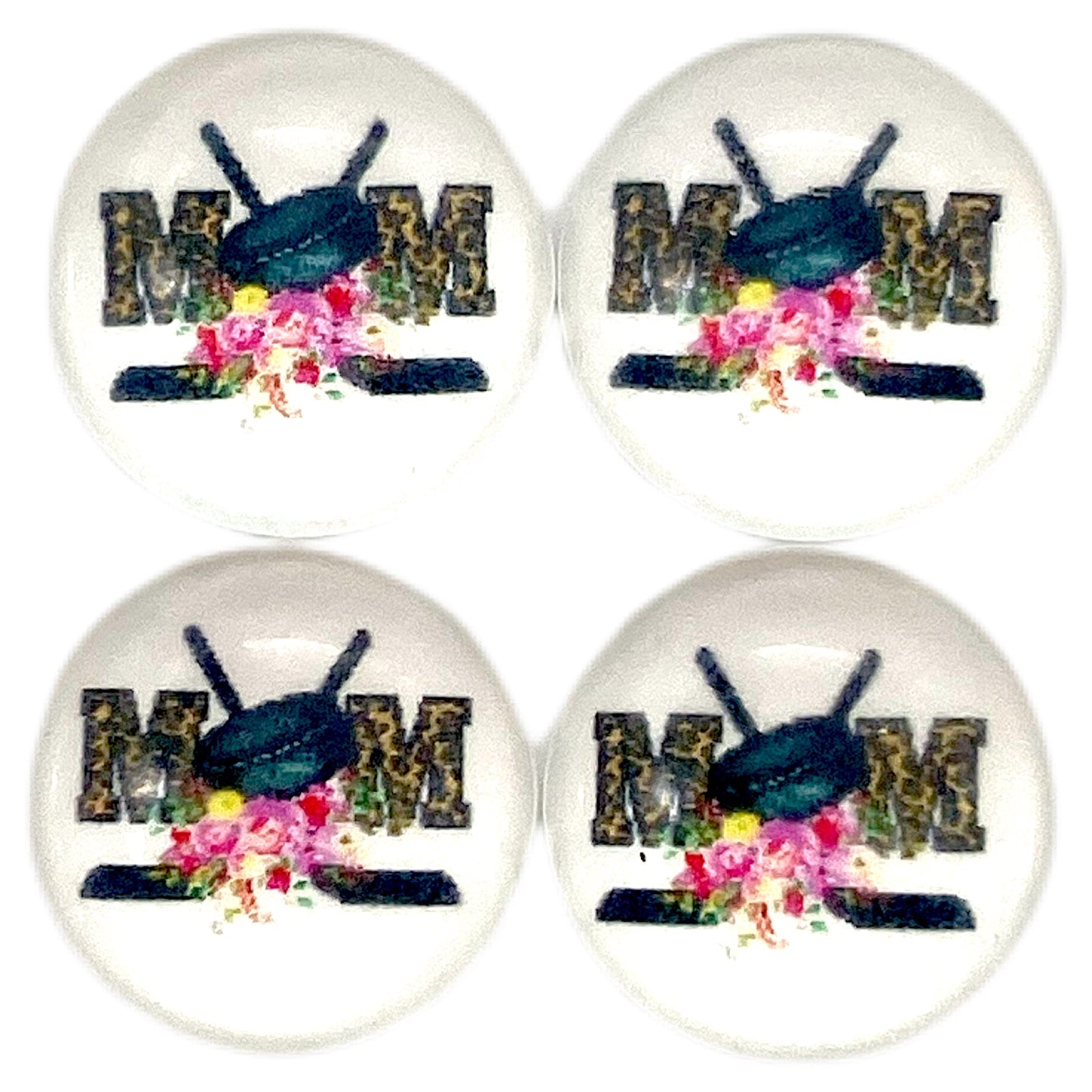 Floral Cheetah Hockey Mom-12mm Glass Cabochon