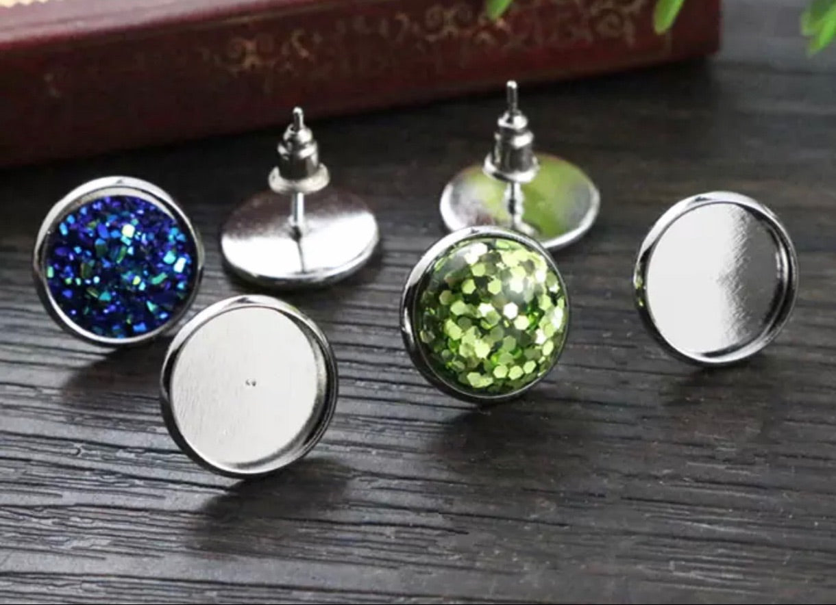 Stud Earring Base-12mm Cabochon