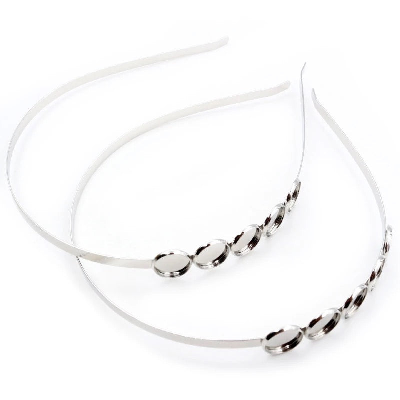 12mm Silver Headband with 5 Bezel slots