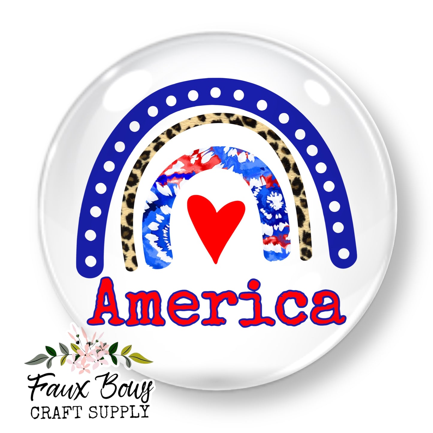 America Rainbow -12mm Glass Cabochon