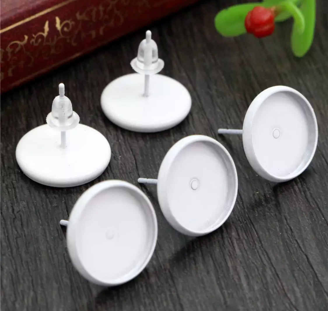 Colored Stud Earring Base-10mm Cabochon
