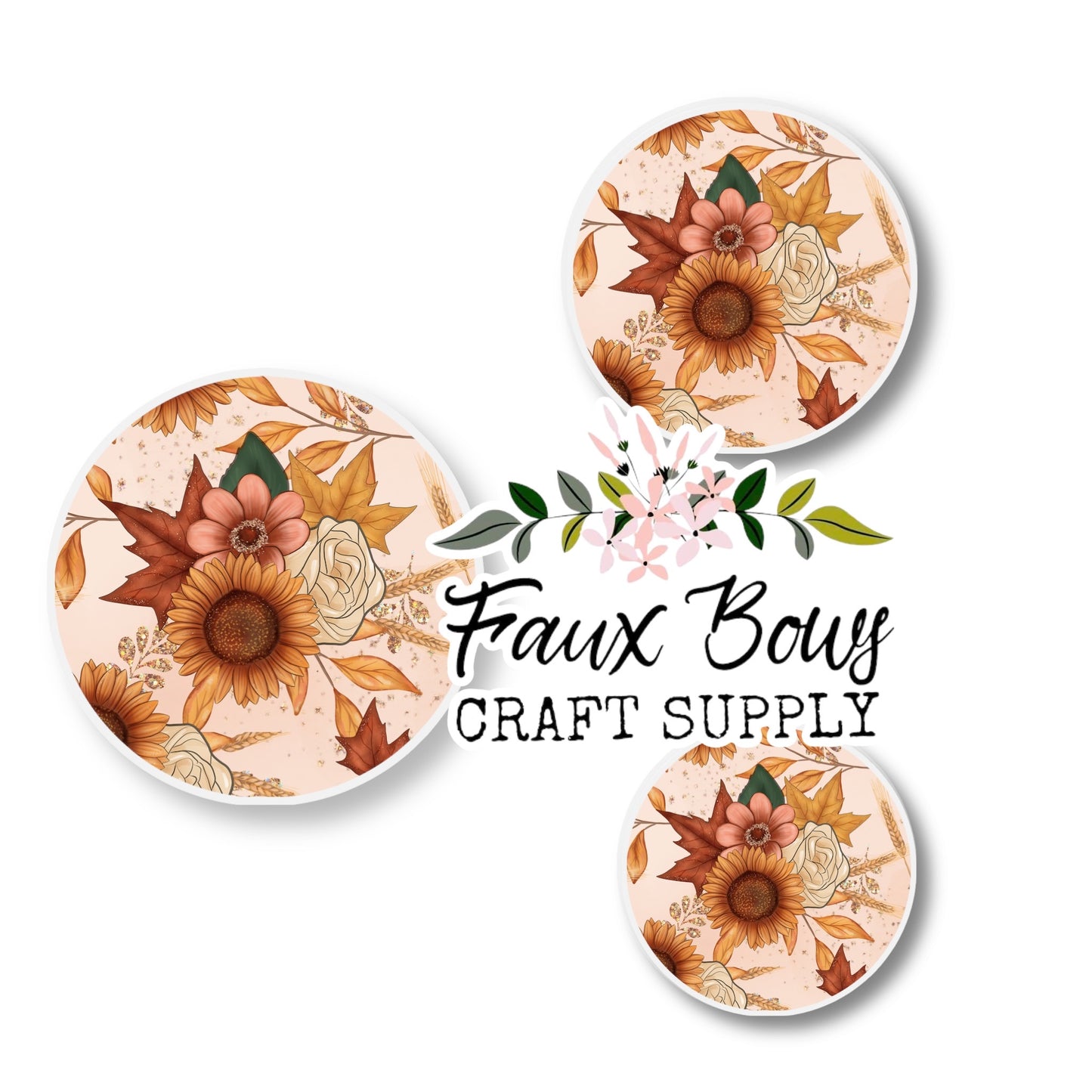 Sunflower Leaf Floral (Custom)-8/10/12mm Glass Cabochon