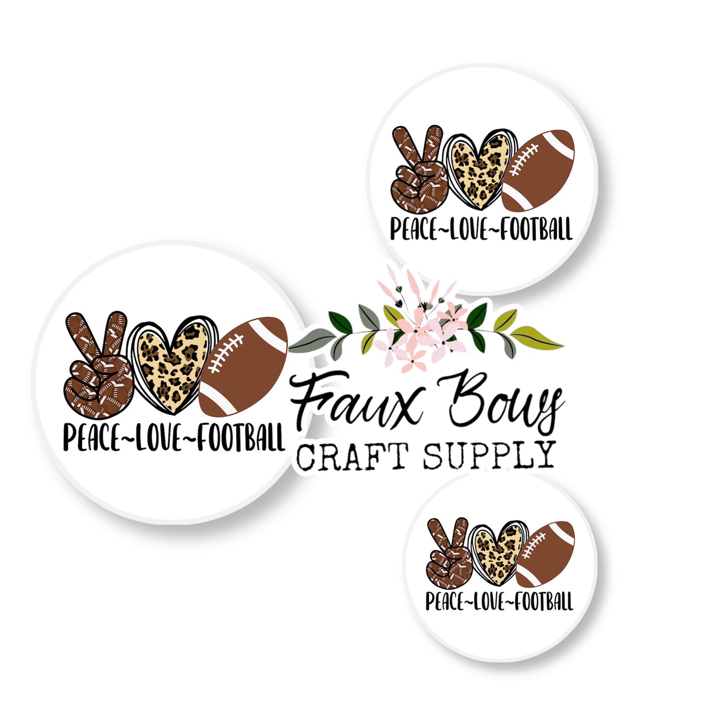Peace Love Football (Custom)-8/10/12mm Glass Cabochon