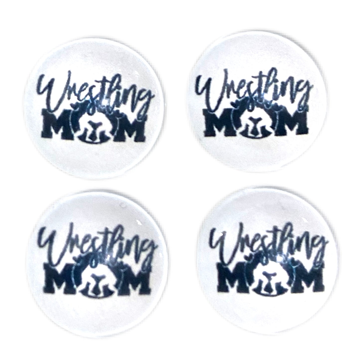 Wrestling Mom-Black&White (Custom)-12mm Glass Cabochon