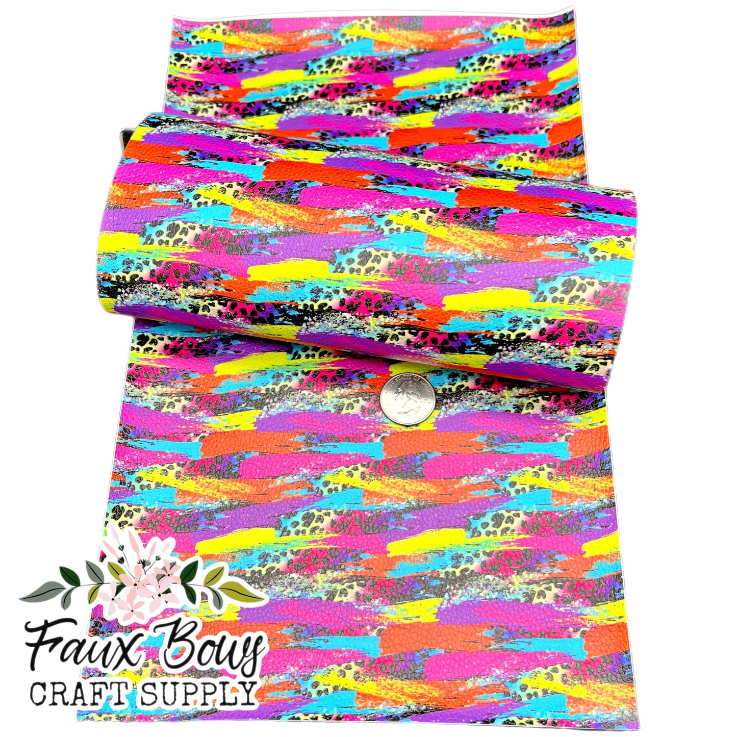 Lisa Vibe Brushstroke Printed Fabric- Ribbed Bullet/DBP/Leather